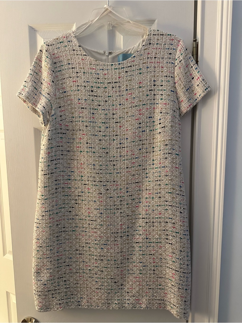 CeCe Multi-Color Cream Tweed shift dress